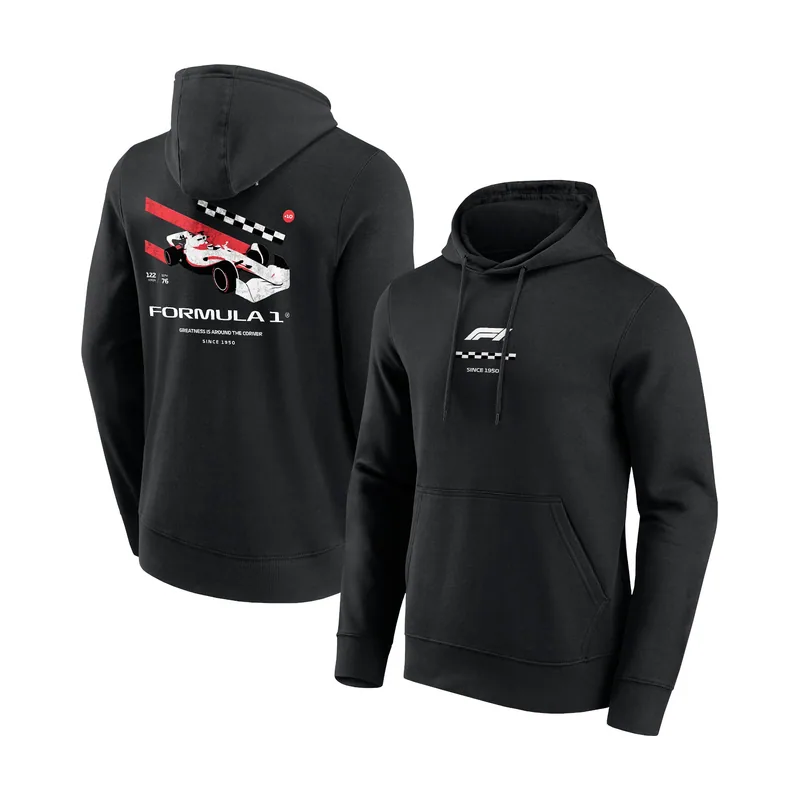 Sudadera con capucha y gráfico de coche desgastado de Fórmula 1
