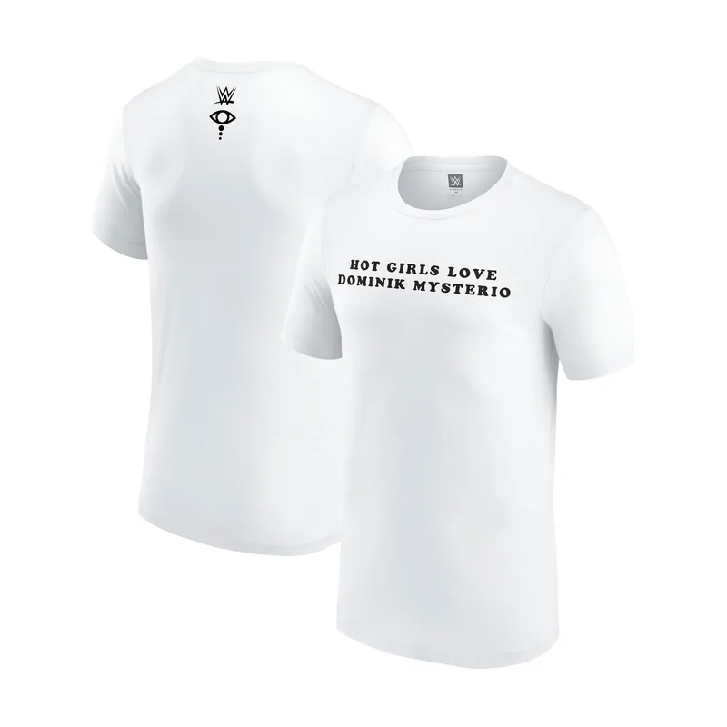 Camiseta blanca de Liv Morgan para hombre con la frase "Las chicas atractivas aman a Dominik Mysterio"