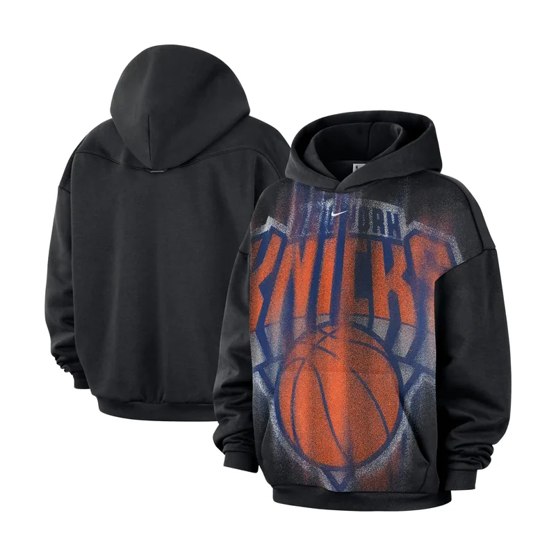 Sudadera con capucha de felpa con logo de entrenamiento 2026 de los New York Knicks para hombre