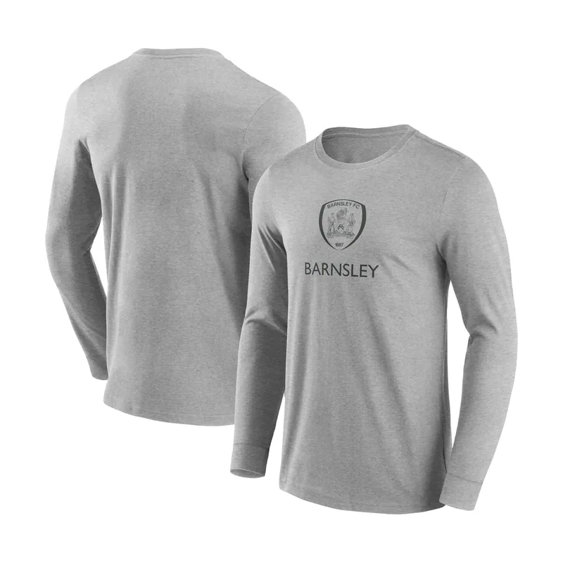 Camiseta de manga larga con gráfico Barnsley Wordmark para hombre - Gris deportivo