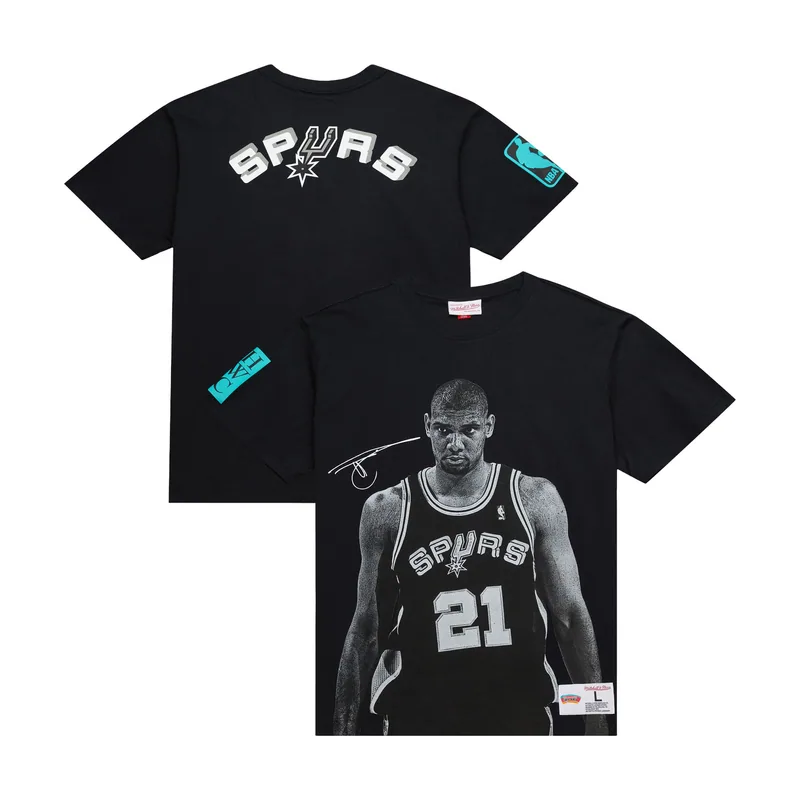 Camiseta de hombre Tim Duncan Ultimate Player de los San Antonio Spurs con logo vintage para hombre - Negra