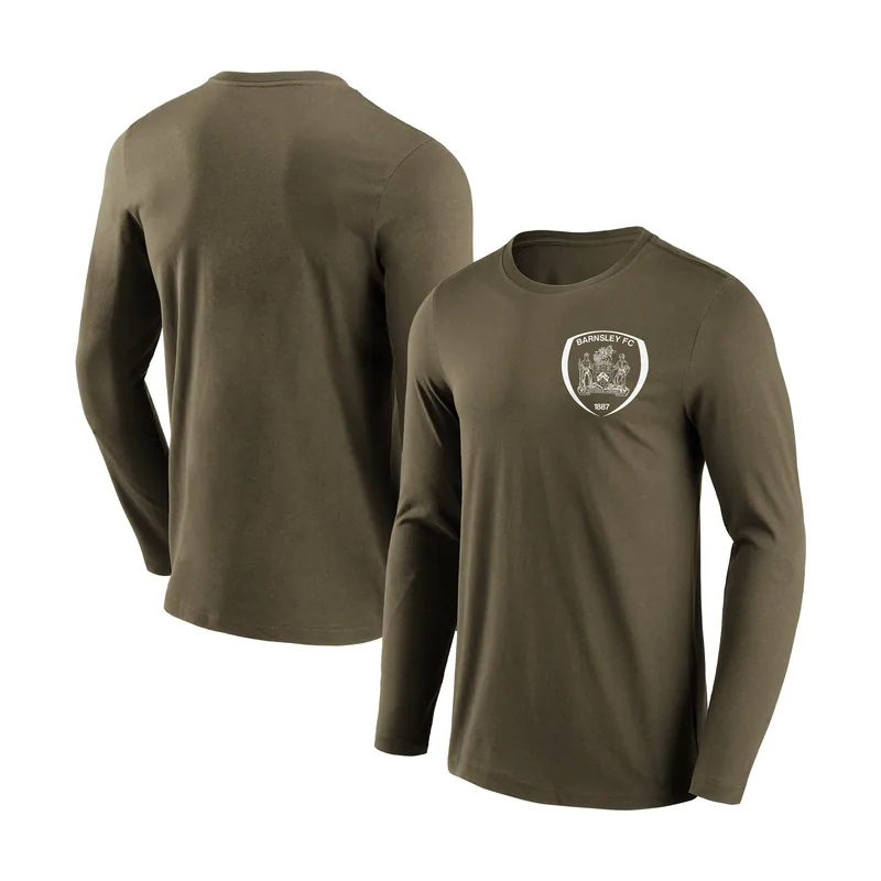 Camiseta de manga larga con gráfico de logotipo mono Barnsley para hombre - Caqui