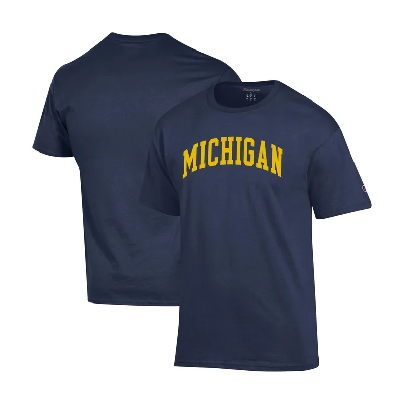 Camiseta básica con arco de los Michigan Wolverines de Champion para hombre - Navy