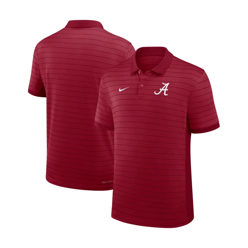 Polo Crimson Alabama Crimson Tide 2026 para hombre, modelo Early Season Coaches Sideline Victory Stripe Dri-FIT