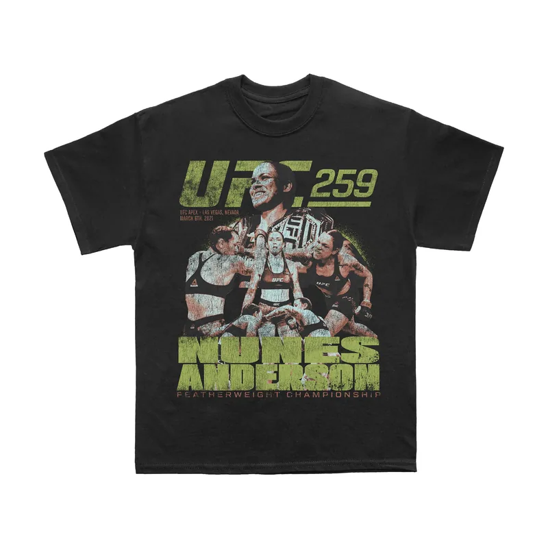 Camiseta negra para hombre de UFC 259: Nunes vs. Anderson
