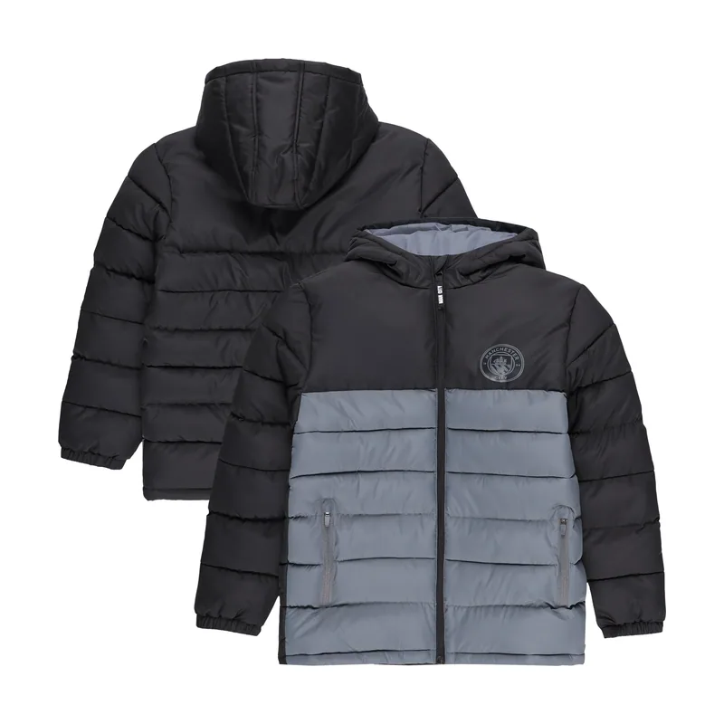 Chaqueta acolchada de plumón del Manchester City infantil - Negro
