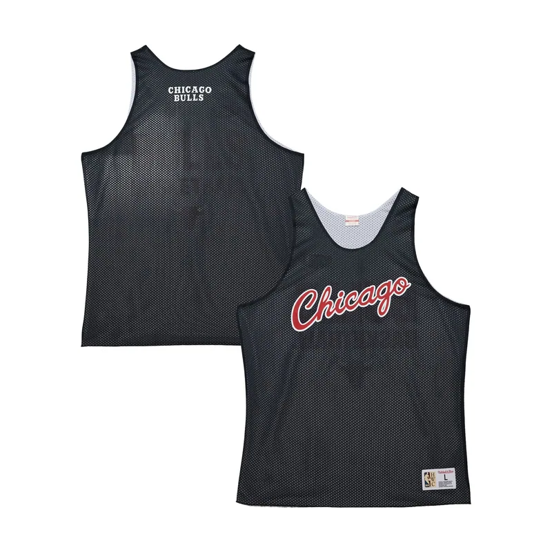 Camiseta de entrenamiento reversible de malla con logo vintage de los Chicago Bulls para hombre - Multicolor/Negro