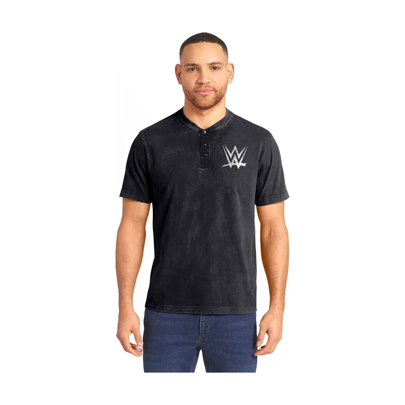 Camiseta Henley con logo de la WWE de la colección Darius Rucker para hombre - Negra
