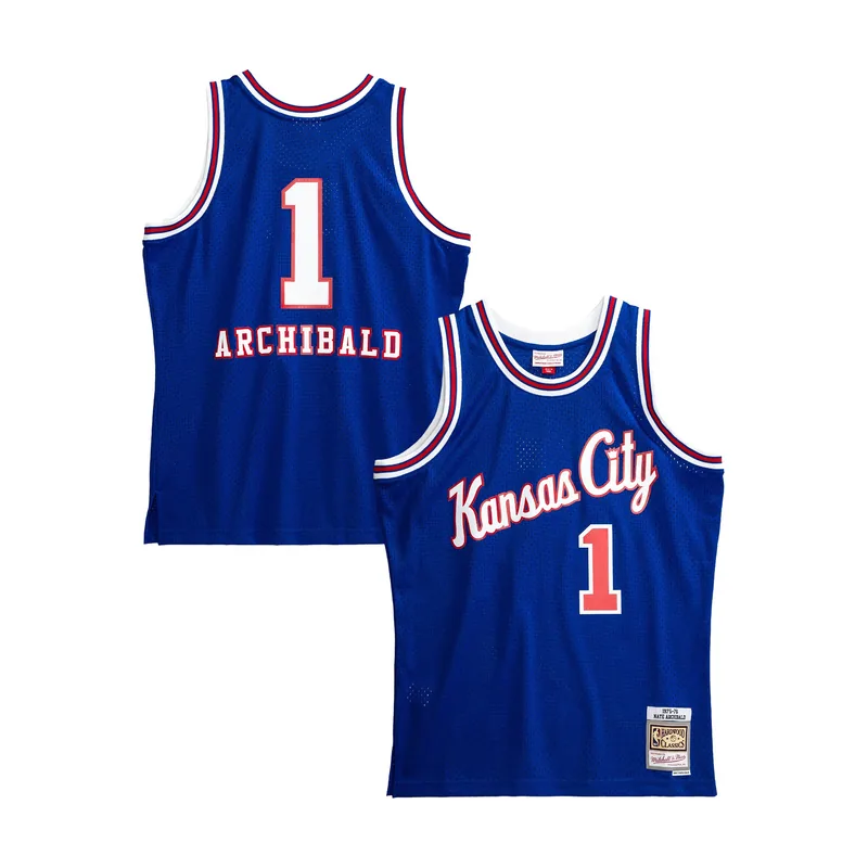 Kansas City Kings Nate Archibald 1975 Camiseta Auténtica Swingman - Azul Real