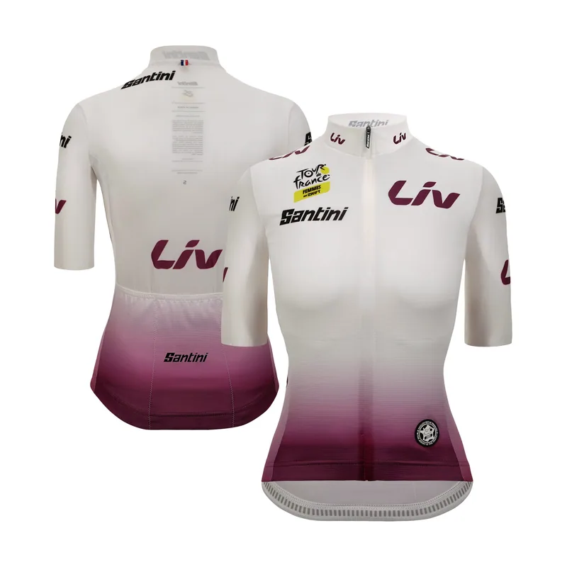Camiseta réplica del equipo Santini del Tour de Francia 2026 para mujer - Blanco