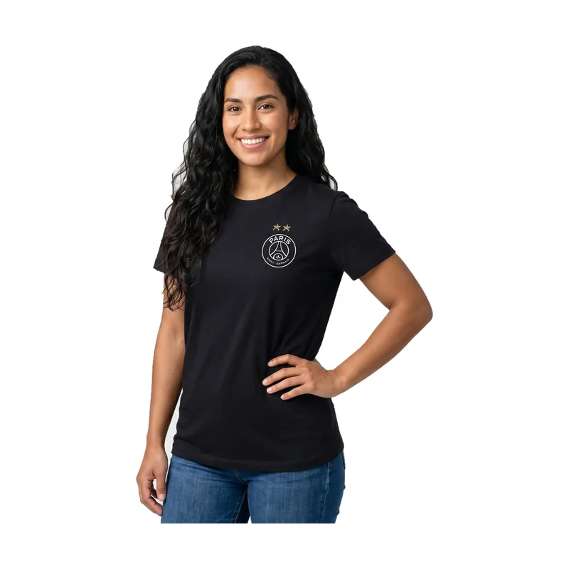 Camiseta Campeones de Europa Lista de firmas del PSG para mujer - Negro