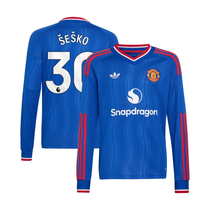 Camiseta de la 2ª equipación del Manchester United 2026-27 - Manga larga - Niños con dorsal Šeško 30