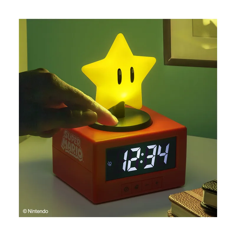 Nintendo Super Star Icon Reloj Despertador y luz Nocturna