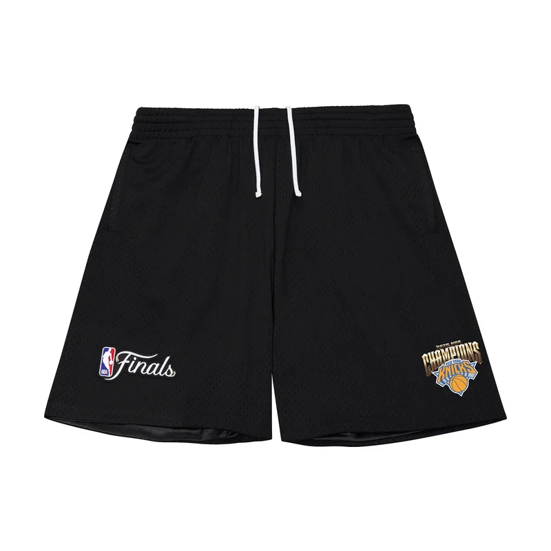 Pantalones cortos de malla New York Knicks campeones de las Finales de la NBA 2026 para hombre - Negros
