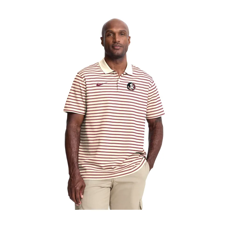Polo Dri-FIT a rayas con logotipo principal de los Florida State Seminoles para hombre