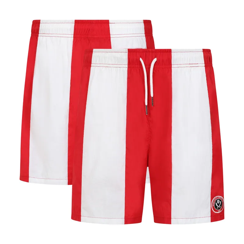 Bañador corto con escudo a rayas del Sheffield United para hombre - Rojo