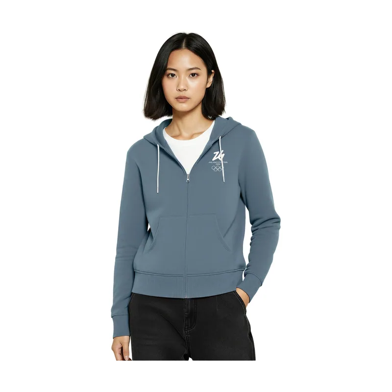 Sudadera con capucha y cremallera completa Essentials de los Juegos Olímpicos de Milán Cortina 2026 para mujer - Gris