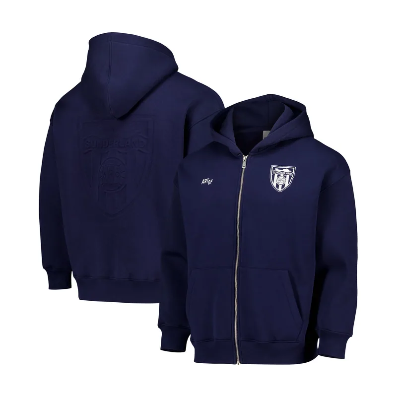 Sudadera con capucha y cremallera Sunderland x Art of Deboss unisex - Azul marino