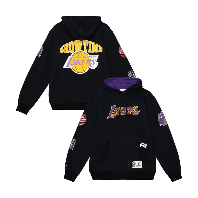 Sudadera con capucha de felpa Los Angeles Lakers Team Origins para hombre - Negra