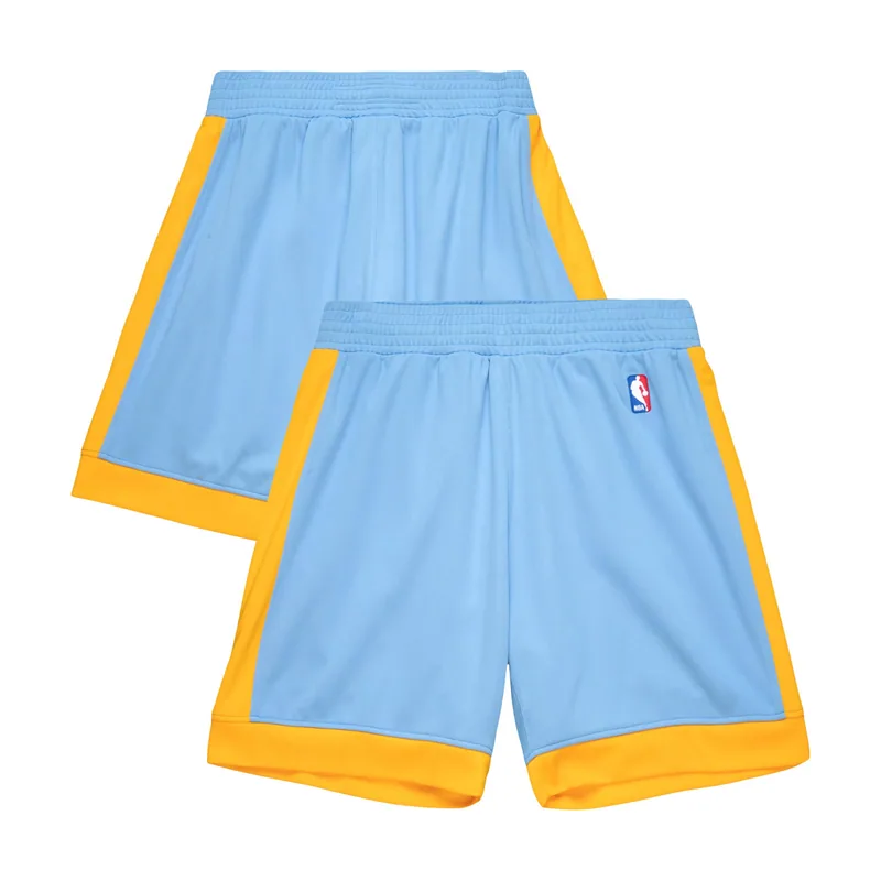 Pantalones cortos auténticos de Los Angeles Lakers, temporada 2001, para hombre - Azul Columbia