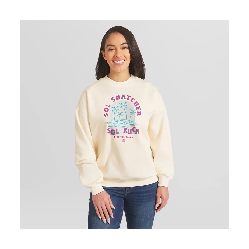 Sudadera extragrande Cream Sol Ruca Ride The Wave de Women's WEAR by Erin Andrews