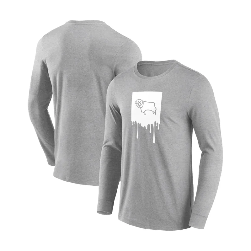 Camiseta de manga larga Derby County Liquify Graphic para hombre - Gris jaspeado