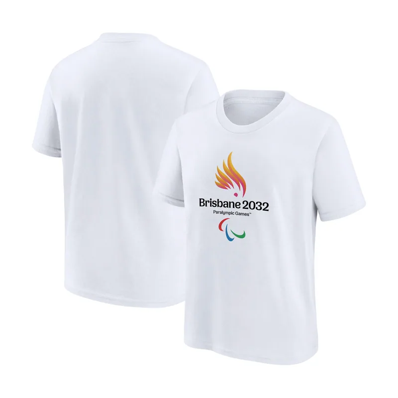 Camiseta con logotipo principal Para del Brisbane 2032 infantil - Blanca