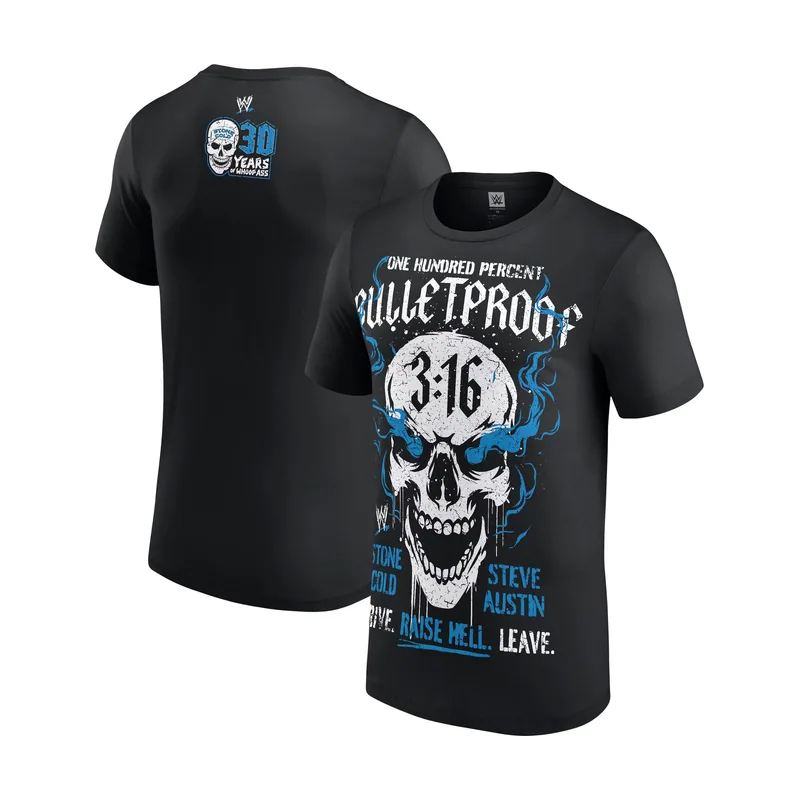 Camiseta antibalas WWE "Stone Cold" Steve Austin 3:16 30.º aniversario para hombre - Negra