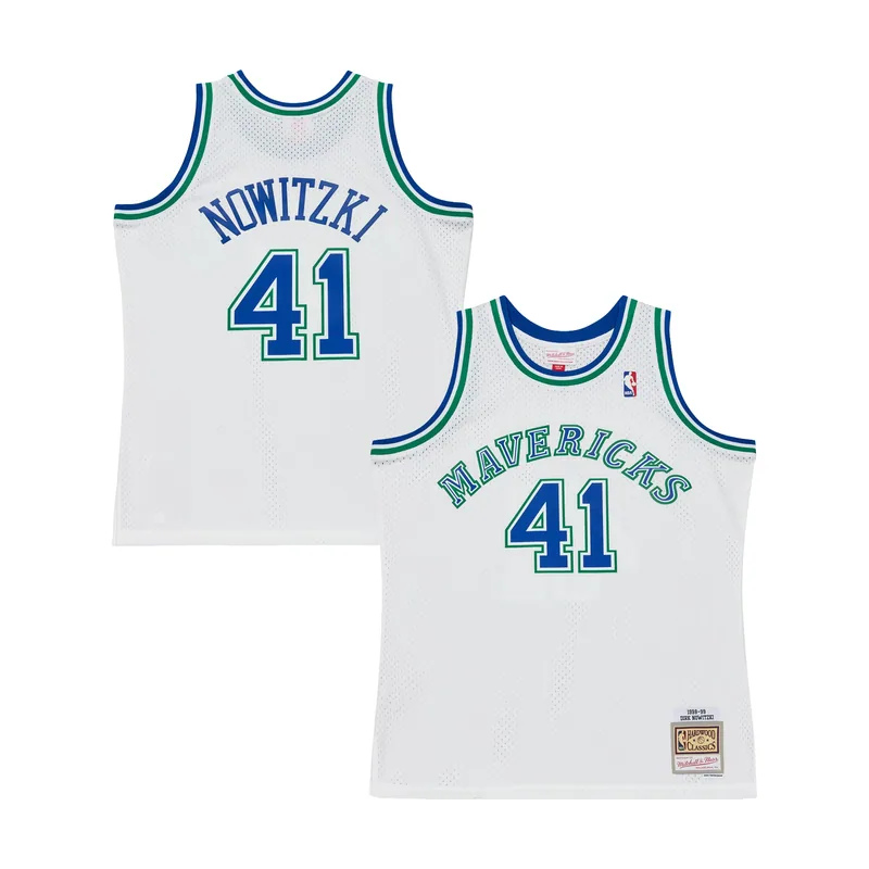 Camiseta auténtica Swingman de Dirk Nowitzki de los Dallas Mavericks 1998 - Blanca