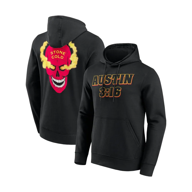 Sudadera con capucha Stone Cold Steve Austin Red Skull del WWE para hombre - Negro