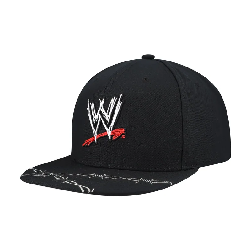 Gorra snapback negra con logo WWE Scratch para hombre, con alambre central