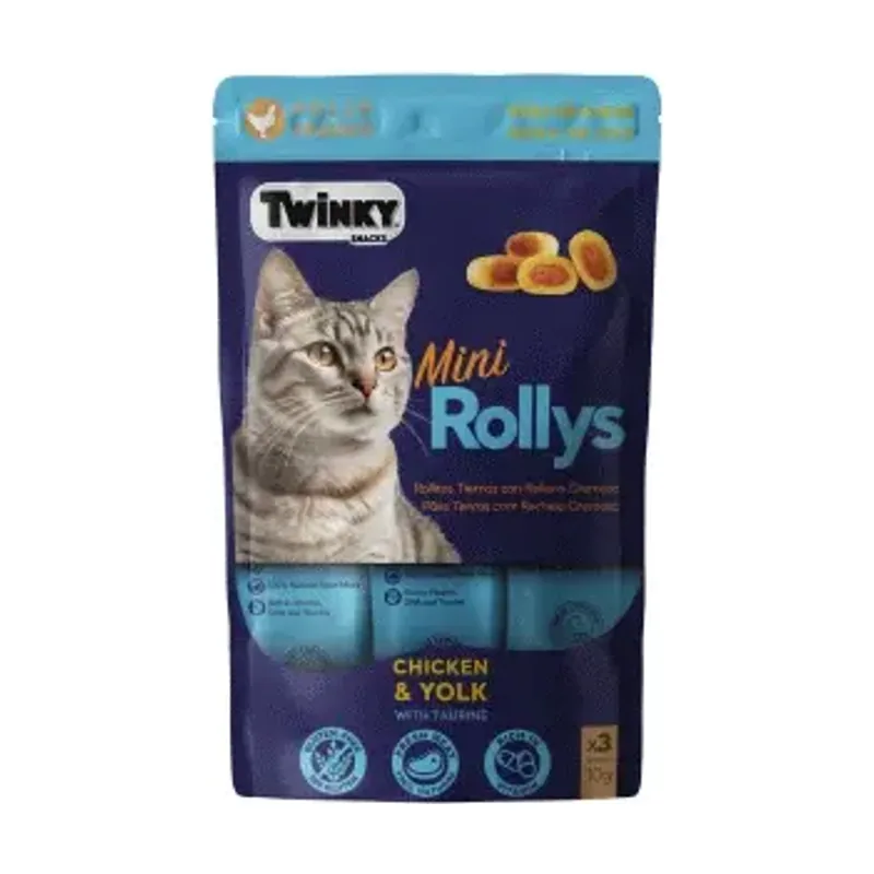 Twiny snack mini rollys de Pollo yema de Huevo para Gatos 30 GR