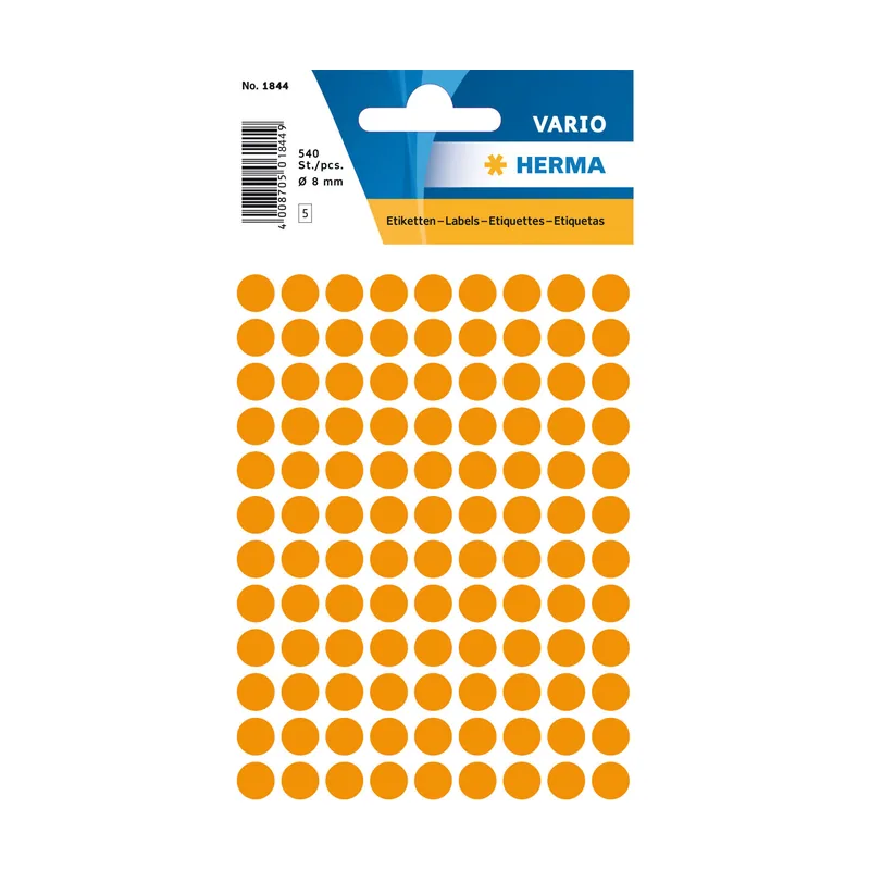 1844 etiqueta autoadhesiva Círculo Naranja 540 piezas