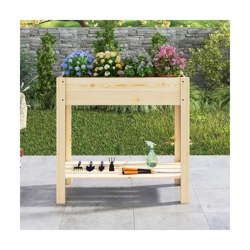 Cama de Jardín Elevada de Madera con Patas Jardinera Elevada GT4423