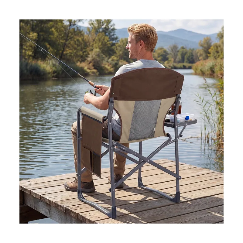 Silla Camping Plegable Acolchada 180 kg Marrón