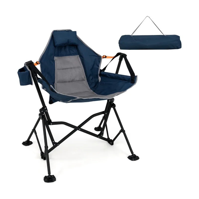 Silla Hamaca de Camping con Respaldo Ajustable Reposacabezas Asiento Acolchado