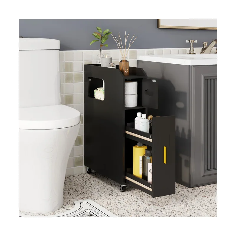 Gabinete de Almacenamiento para Baño Pequeño Organizador Estrecho Negro
