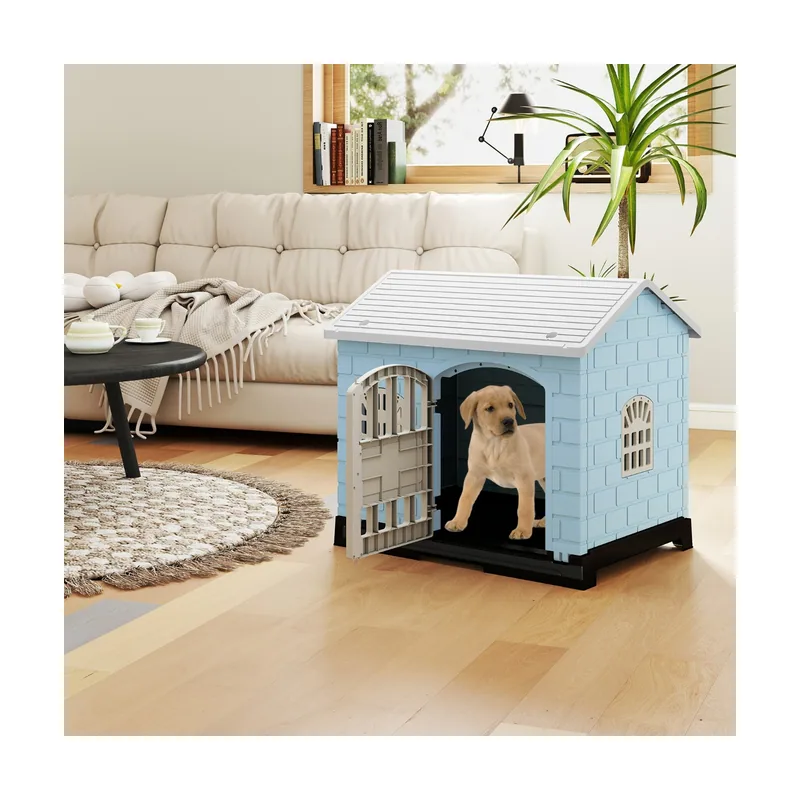 Casa para Perros Plegable de Plástico Refugio Azul claro