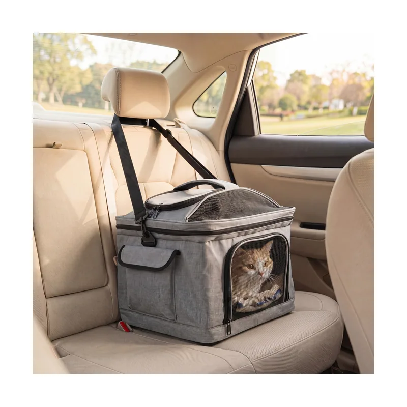 Transportín con Ruedas para Mascotas Gris Oxford Transpirable Extraíble