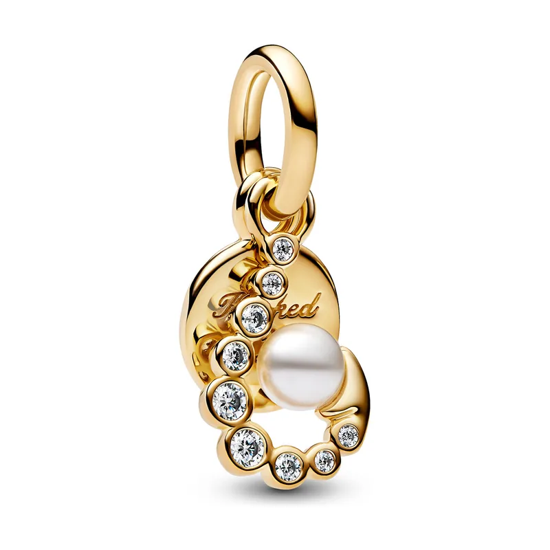 Charm colgante doble con gancho bañado en oro Moments 763891C01
