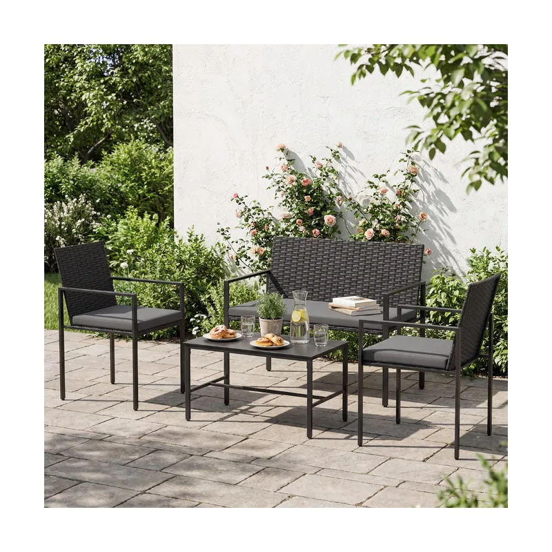 Conjunto Muebles Patio 4 Piezas Ratán Exterior Sillas