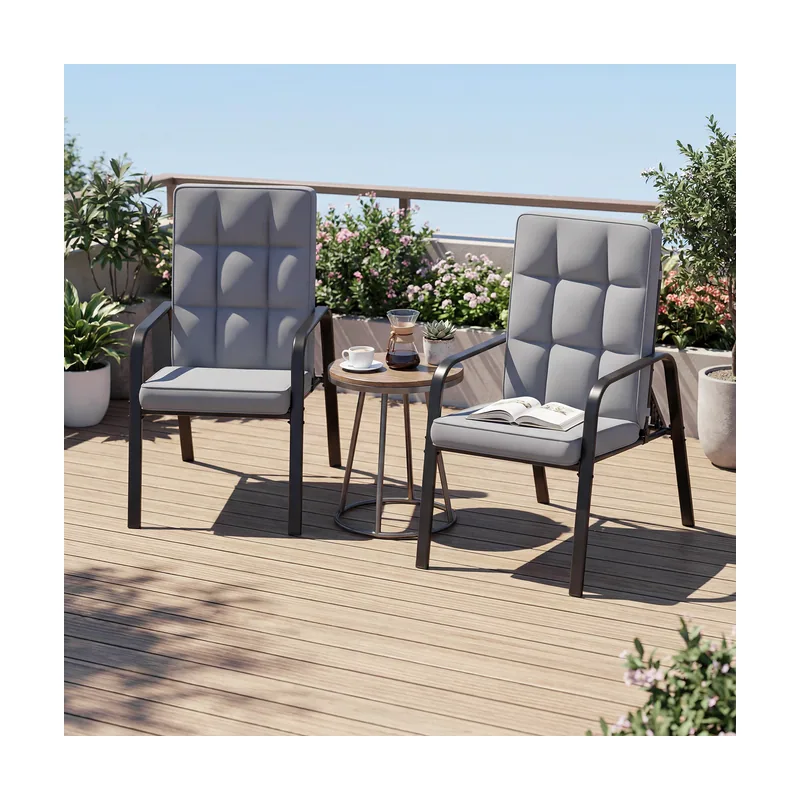 Juego de 2 Sillones de Patio Respaldo Ajustable 5 Posiciones Cojines