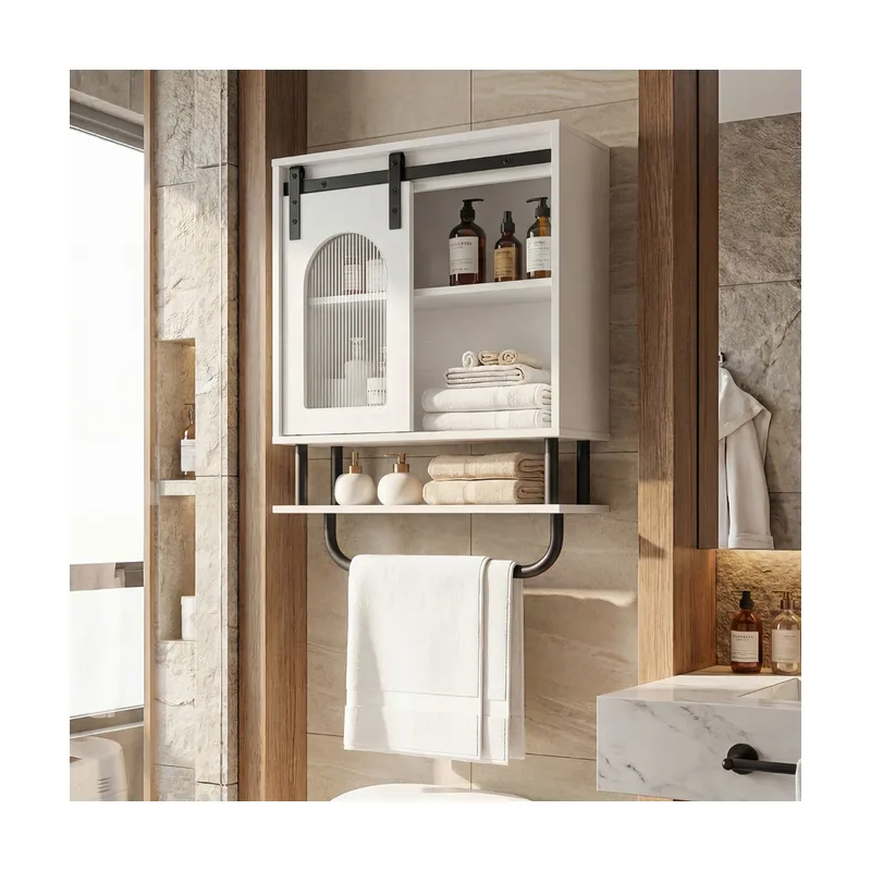 Armario de Pared 3 Niveles con Puerta Corredera de Cristal