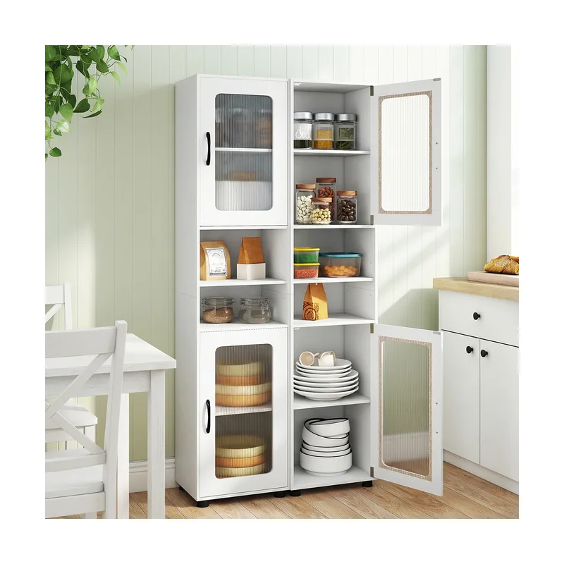 Armario Alto Estrecho de Baño con 2 Puertas Semitransparentes 2 Compartimentos Blanco