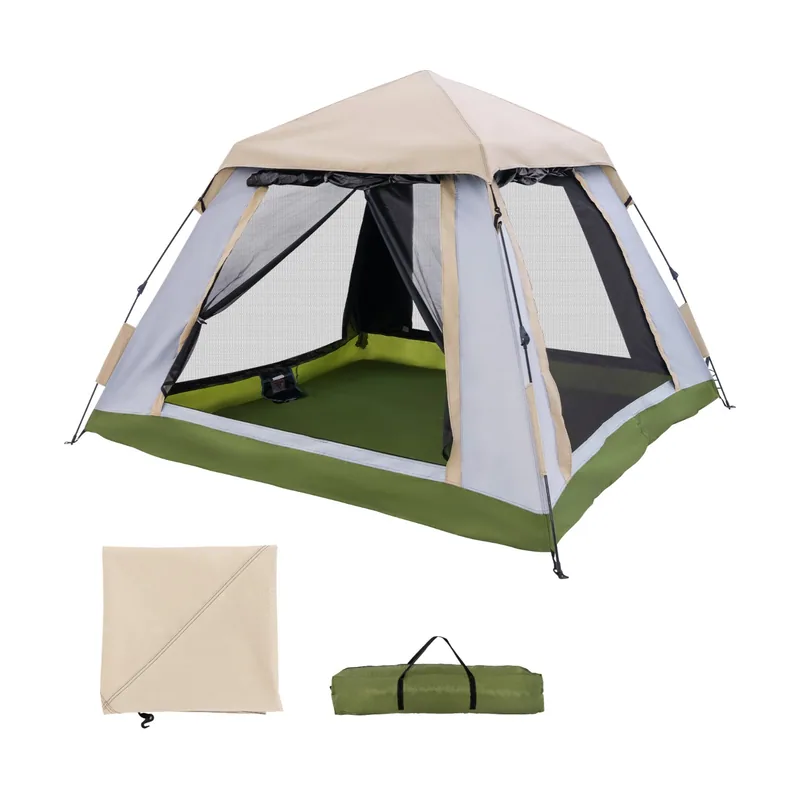 Tienda Instantánea Emergente 2-4 Personas Cubierta Impermeable Extraíble Camping Senderismo