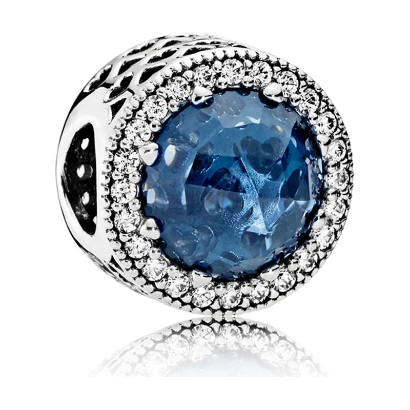 Navidad Joyería Charm Corazones Brillantes Azul 791725NMB