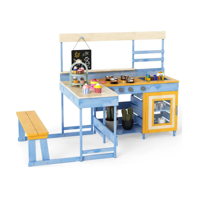 Juguete de Cocina de Juego de Barro con Mesa de Picnic Azul