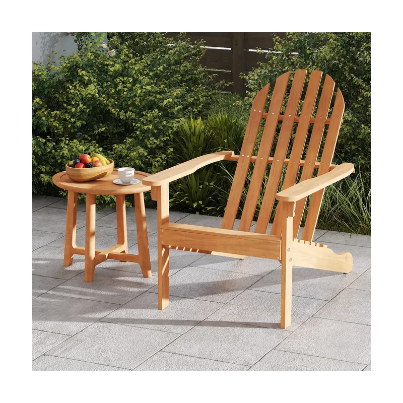 Juego de 2 Sillas Adirondack Madera de Acacia Ergonómica Resistente al Exterior