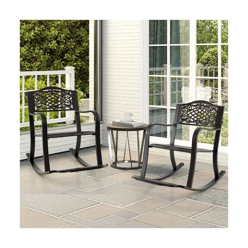 Silla Mecedora de Patio Mecedora de Exterior de Aluminio Fundido