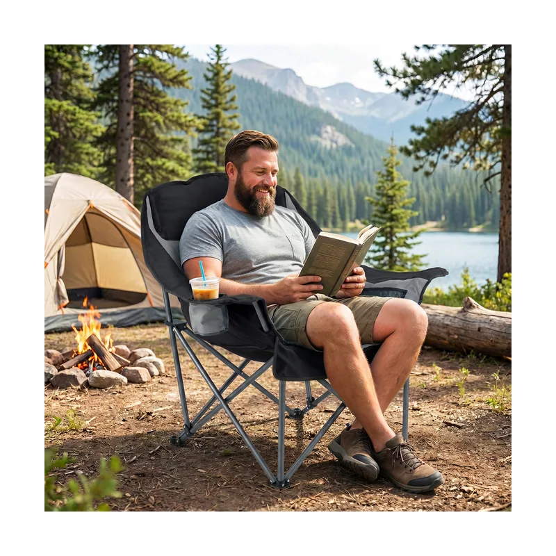 Silla Camping Plegable Extragrande 225 kg Negro